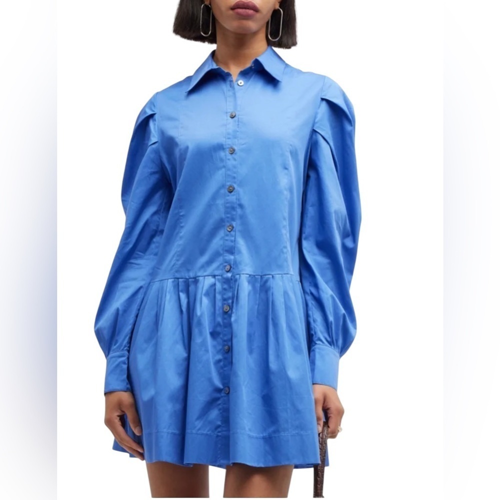 Harshman Esme Blue Cotton Shirt Dress Size Medium NWT $304